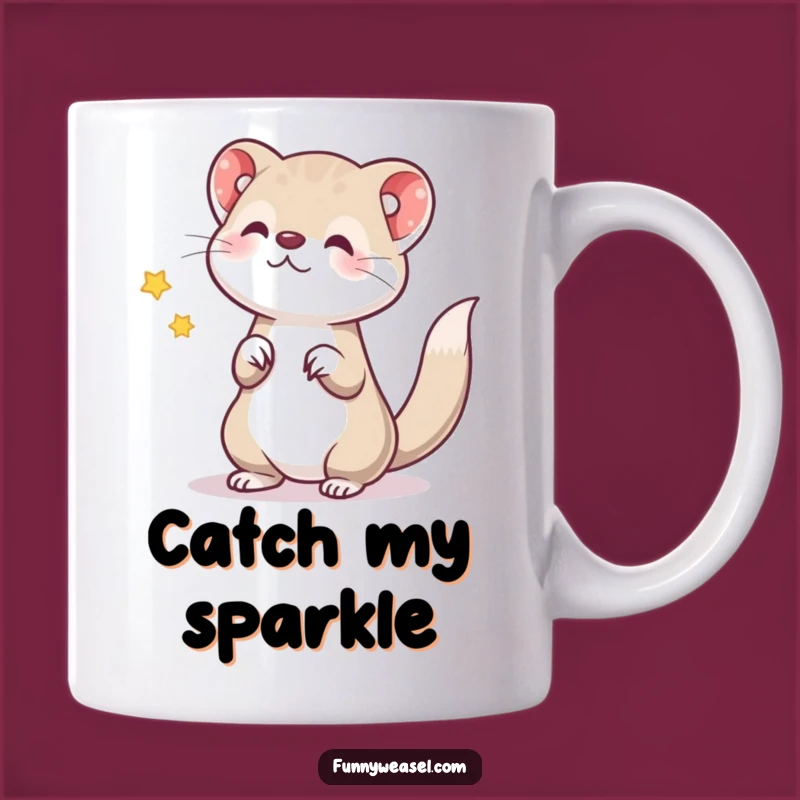 Funny Star-Tossing Weasel Mug: Magical Gift for Dreamers Who Love Humor