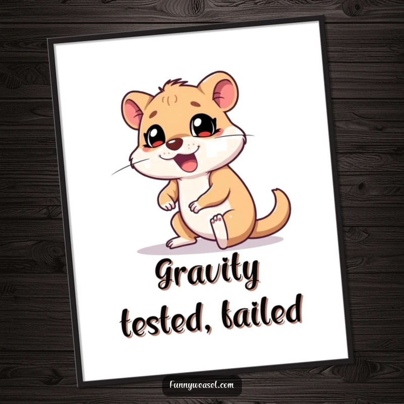 Funny Weasel Digital Art Print of a goofy weasel tripping over its feet with a surprised yelp, ideal for instant download and humorous decor.