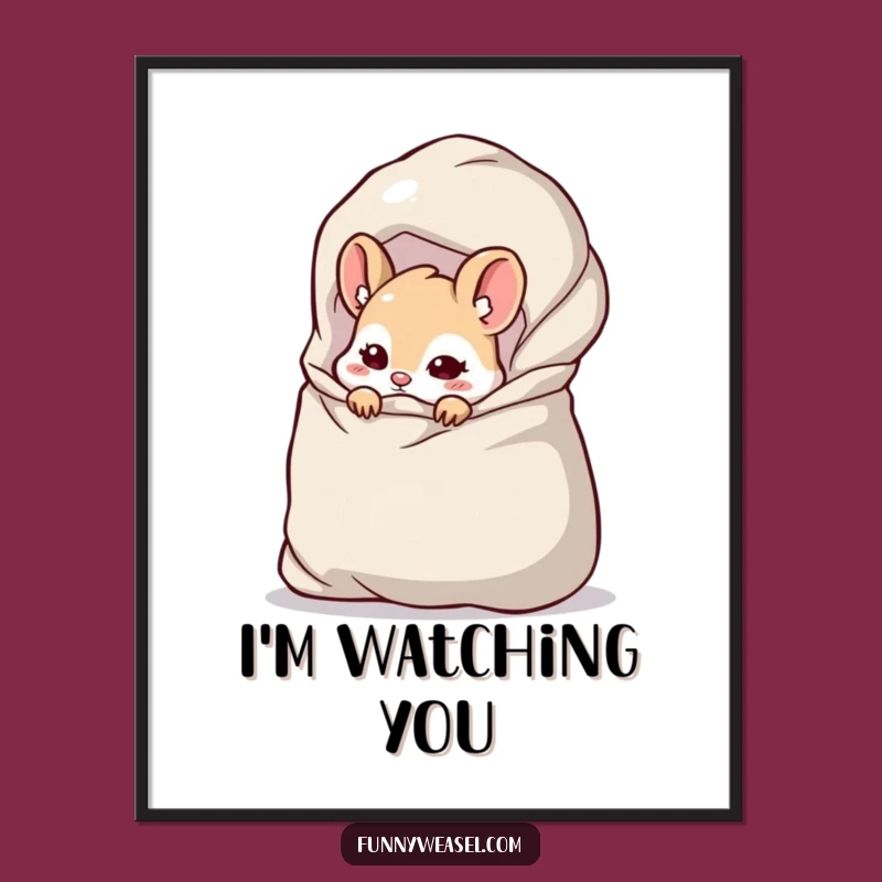 Funny Weasel Stash Digital Art: Instant Peek-a-Boo Download