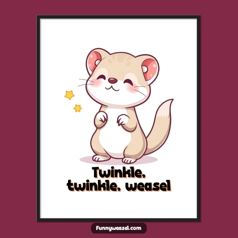 Funny Weasel Star Digital Art: Instant Whimsical Decor and Humorous Gift