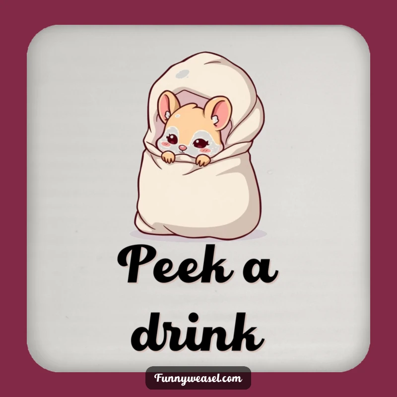 Funny Weasel Stash Coaster: Protect Drinks with a Secret Gift
