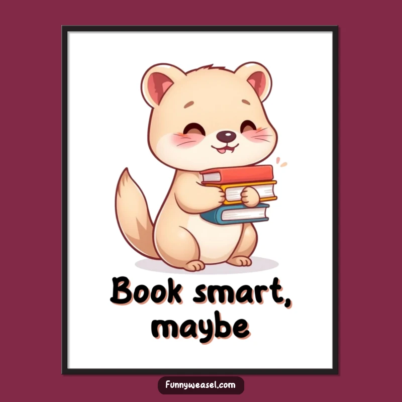 Funny Weasel Book Lover Poster: A Whimsical and Humorous Wall Art Gift