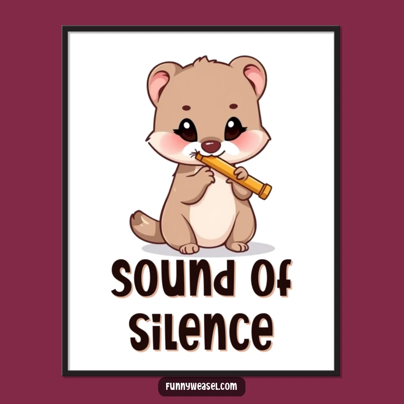 Funny Weasel Flute Poster: Whimsical Wall Art for Music Lovers - A Humorous Gift