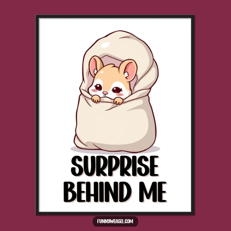 Funny Weasel Peek Poster: Playful Stash Wall Art Gift
