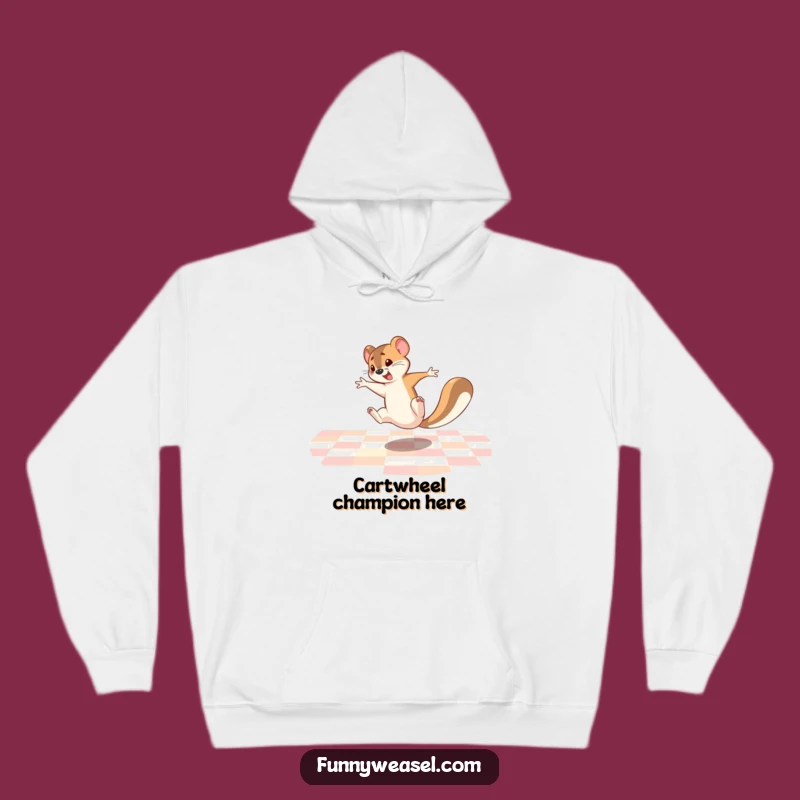 Cozy Funny Weasel Cartwheel Hoodie: Warm Comedic Treat Gift