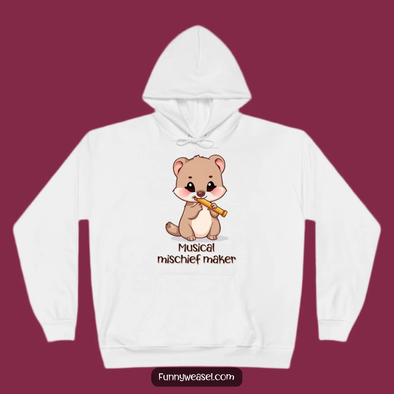 Cozy Funny Weasel Flute Hoodie: Warm Comfort for Musical Souls