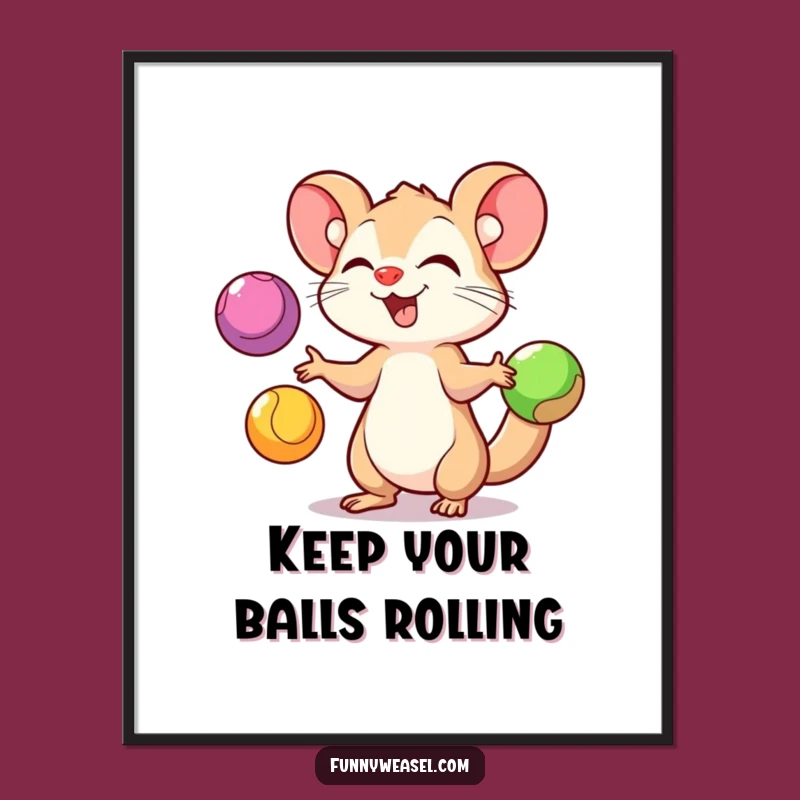 Free Printable Weasel Wall Art: Juggling Balls Downloadable Decor