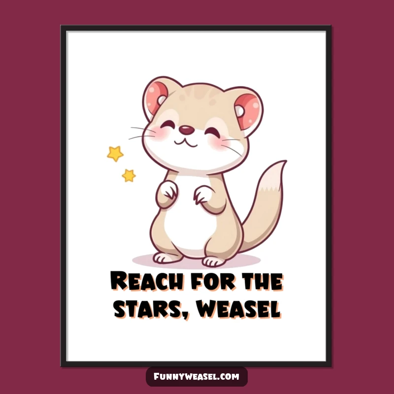 Funny Free Printable Wall Art: Star-Tossing Weasel Art, Downloadable Gift
