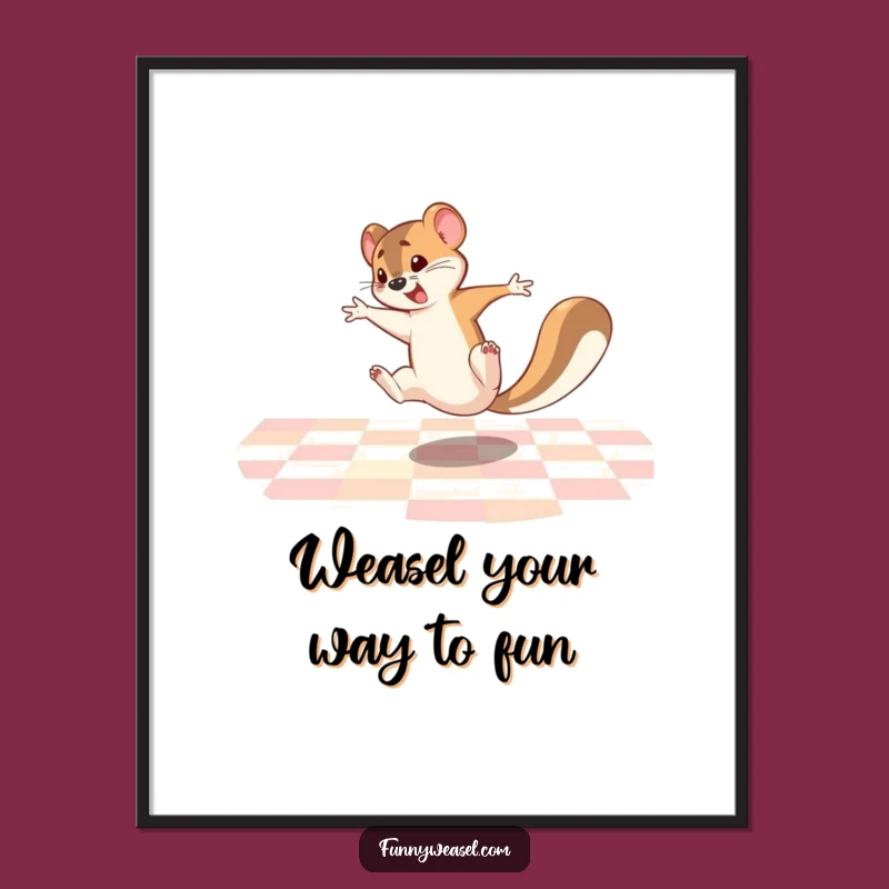 Free Printable Weasel Wall Art: Funny Cartwheel Decor Downloadable Art