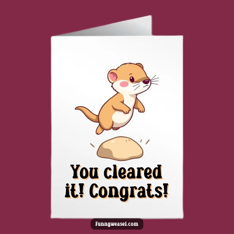 Free Printable Congrats Card: Weasel's Leap of Victory, Humorous Downloadable