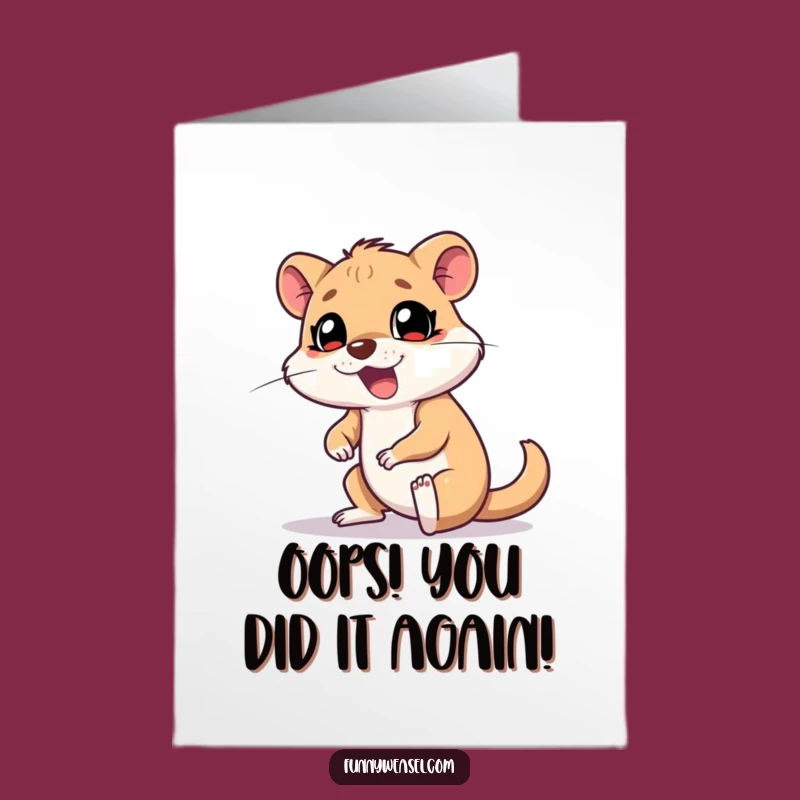 Free Printable Weasel Congrats Card: Goofy Mishap Downloadable