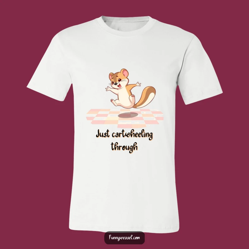 Funny Cartwheeling Weasel T-Shirt: Comedic Energy Blast Gift Tee