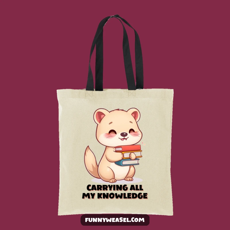 Funny Bookish Weasel Tote Bag: Carry Your Laughs and Literature in Style